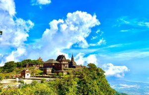 The historic Old Catholic Church on top of Bokor Hill Station in Kampot Cambodia