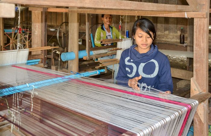 Weaving Handicraft center attractions in Cambodia