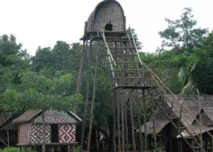 Traditional Kreung indigenous stilt house in a village near Banlung, Ratanakiri, Cambodia.