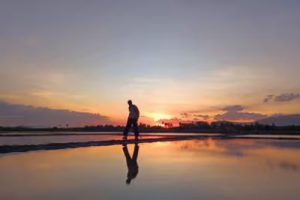 salt farm sunset